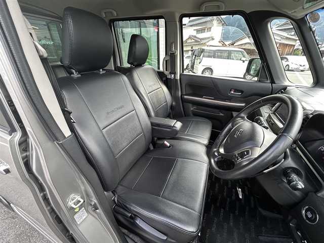 スズキ スペーシア カスタム Z ターボ 愛媛県 2016(平28)年 9.2万km スチールシルバーM 社外ナビ【KXM-E503W】/CD/DVD/Bluetooth/フルセグTV/バックカメラ/ビルトインETC/前後ドライブレコーダー/左側パワースライド/HIDヘッドライト/純正15インチAW /革巻きステアリング/ステアリングスイッチ/パドルシフト/電動格納ミラー/革調シートカバー/プッシュスタート