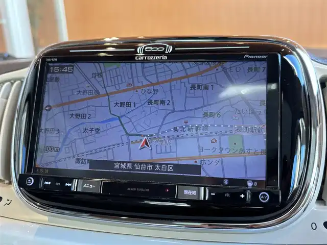 フィアット ５００ ツインエア ラウンジ 宮城県 2016(平28)年 2.6万km ボサノバホワイト 社外SDナビ/フルセグTV/CD/DVD再生/Bluetooth接続/ハーフレザー(白)/アイドリングストップ/オートエアコン/ステアリングスイッチ/革巻きステアリング/キセノンヘッドライト/フロントフォグ/ETC/ガラスルーフ/純正15インチAW/スペアキー×１