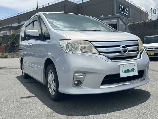 日産 セレナ ハイウェイスター 山梨県 2012(平24)年 5.4万km エターナルスノーホワイト 4WD/片側パワースライドドア/純正ナビ/フルセグTV/純正フロアマット/純正アルミホイール/リアエアコン/ETC/クルーズコントロール/スマートキー/エンジンスターター