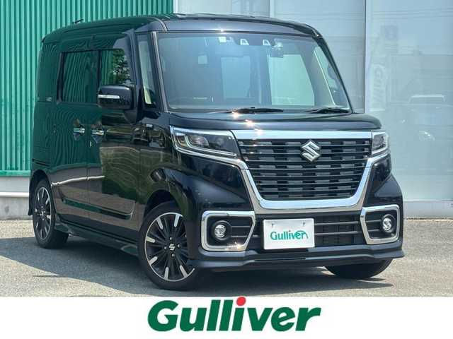 スズキ スペーシア カスタム HYBRID XS 福岡県 2021(令3)年 3.3万km ブルーイッシュブラックパール3 横滑り防止機能/レーンキープアシスト/盗難防止装置/ドラレコ/衝突被害軽減システム/カーテンエアバック/パーキングアシスト/バックカメラ/アイドリングストップ/ACC/純正ナビ/Bluetooth/SD/USB/ipod/フルセグTV/ビルトインETC/ベンチシート/純正フロアマット/純正AW/ハーフレザー/シートヒーター/両側パワースライドドア