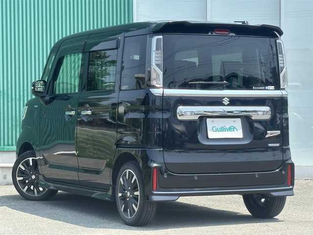 スズキ スペーシア カスタム HYBRID XS 福岡県 2021(令3)年 3.3万km ブルーイッシュブラックパール3 横滑り防止機能/レーンキープアシスト/盗難防止装置/ドラレコ/衝突被害軽減システム/カーテンエアバック/パーキングアシスト/バックカメラ/アイドリングストップ/ACC/純正ナビ/Bluetooth/SD/USB/ipod/フルセグTV/ビルトインETC/ベンチシート/純正フロアマット/純正AW/ハーフレザー/シートヒーター/両側パワースライドドア
