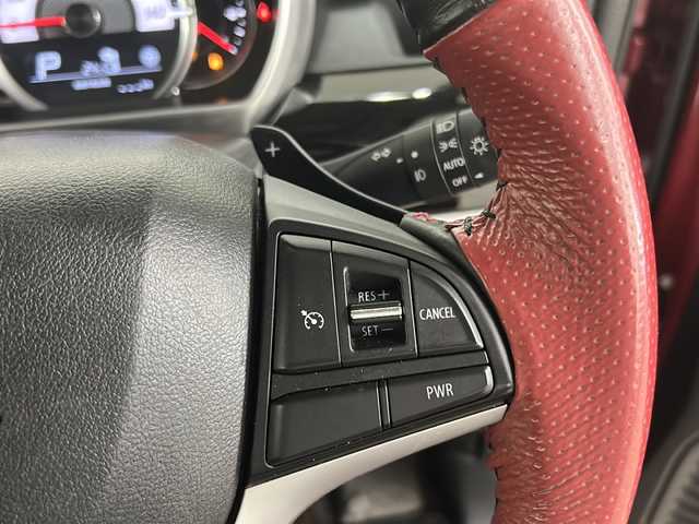 スズキ スペーシア カスタム HYBRID XS ターボ 長崎県 2018(平30)年 9.8万km フェニックスレッドパール/ブルーイッシュブラックパール 純正8インチメモリナビ/・フルセグテレビ/・DVD/・バックカメラ/・Bluetooth/セーフティサポート/・車線逸脱警報/・誤発進抑制/アイドリングストップ/クルーズコントロール/両側パワースライドドア/ETC/純正フロアマット/純正アルミホイール/PS/PW/LEDヘッドライト/運転席シートヒーター/パドルシフト/リアサーキュレーター/シートバックテーブル/リアサンシェード/シートリフター