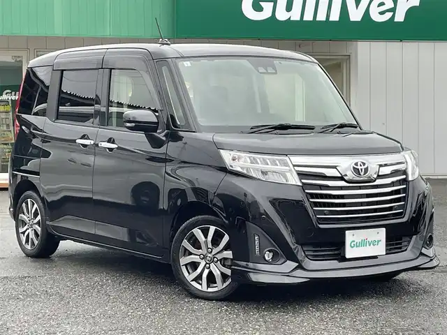 トヨタ ルーミー カスタムG－T 千葉県 2019(令1)年 7.3万km ブラックマイカメタリック スマートアシストIII/・プリクラッシュセーフティー/・車線逸脱警報/・先行車発進お知らせ機能/・オートマチックハイビーム/純正9インチSDナビ【NSZT-Y68T】/・CD/DVD/MSV/Bluetooth/フルセグTV/純正12.1インチフリップダウンモニター【V12T-R68C】/両後パワースライドドア/クルーズコントロール/コーナーセンサー/スマートキー/前席シートヒーター/純正15インチアルミホイール/純正LEDヘッドライト/フォグランプ/本革巻きステアリング/ドアバイザー/ETC