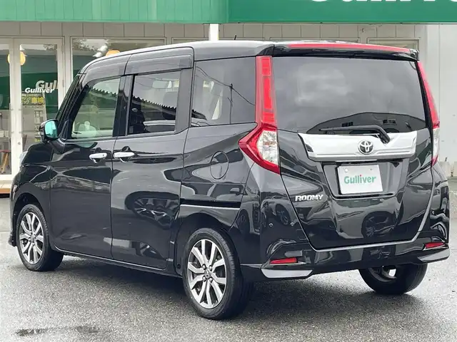 トヨタ ルーミー カスタムG－T 千葉県 2019(令1)年 7.3万km ブラックマイカメタリック スマートアシストIII/・プリクラッシュセーフティー/・車線逸脱警報/・先行車発進お知らせ機能/・オートマチックハイビーム/純正9インチSDナビ【NSZT-Y68T】/・CD/DVD/MSV/Bluetooth/フルセグTV/純正12.1インチフリップダウンモニター【V12T-R68C】/両後パワースライドドア/クルーズコントロール/コーナーセンサー/スマートキー/前席シートヒーター/純正15インチアルミホイール/純正LEDヘッドライト/フォグランプ/本革巻きステアリング/ドアバイザー/ETC