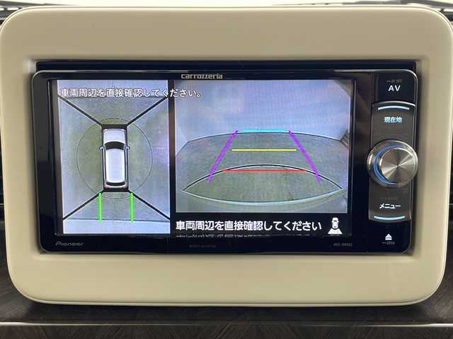 スズキ ラパン モード 秋田県 2019(令1)年 1.4万km フォーンベージュメタリック/ホワイト2トーンルーフ 4WD/社外SDナビ　/フルセグTV/CD/DVD/Bluetooth/全方位カメラ　/スズキセーフティサポート　/レーンキープアシスト　/横滑り防止装置　/コーナーセンサー　/アイドリングストップ/前席シートヒーター　/前後ドライブレコーダー　/社外エンジンスターター　/LEDヘッドライト/オートライト/USBポート/ドアミラーヒーラー/純正フロアマット/純正サイドバイザー/純正アルミホイールキャップ