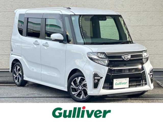 ダイハツ タント カスタム X 兵庫県 2019(令1)年 7万km シャイニングホワイトパール 純正大型ナビ/（CD/DVD/BT/フルセグTV）/バックカメラ/ハーフレザーシート/前席シートヒーター/両側パワースライドドア/LEDヘッドライト/AUTOライト/衝突軽減ブレーキ/レーンキーピングサポート/コーナーセンサー/ETC/保証書/取扱説明書
