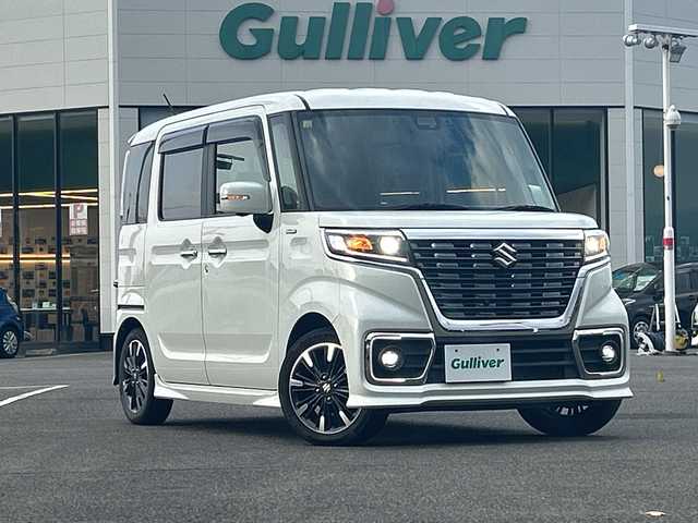 スズキ スペーシア カスタム HYBRID XS 佐賀県 2018(平30)年 9.8万km ピュアホワイトP 純正8インチナビ/全方位カメラ/両側パワースライドドア/D席シートヒーター/ハーフレザーシート/ヘッドアップディスプレイ/後方コーナーセンサー/ビルトインETC/前方ドライブレコーダー/LEDヘッドライト/オートライト/純正15インチアルミホイール/純正フロアマット/スペアキー/取扱説明書