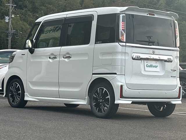 スズキ スペーシア カスタム HYBRID XS 佐賀県 2018(平30)年 9.8万km ピュアホワイトP 純正8インチナビ/全方位カメラ/両側パワースライドドア/D席シートヒーター/ハーフレザーシート/ヘッドアップディスプレイ/後方コーナーセンサー/ビルトインETC/前方ドライブレコーダー/LEDヘッドライト/オートライト/純正15インチアルミホイール/純正フロアマット/スペアキー/取扱説明書