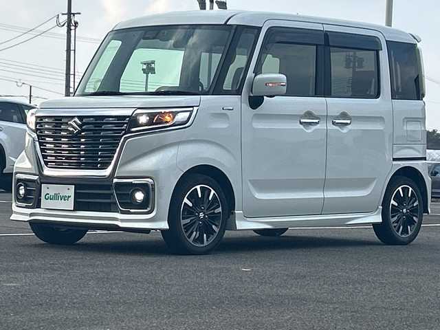 スズキ スペーシア カスタム HYBRID XS 佐賀県 2018(平30)年 9.8万km ピュアホワイトP 純正8インチナビ/全方位カメラ/両側パワースライドドア/D席シートヒーター/ハーフレザーシート/ヘッドアップディスプレイ/後方コーナーセンサー/ビルトインETC/前方ドライブレコーダー/LEDヘッドライト/オートライト/純正15インチアルミホイール/純正フロアマット/スペアキー/取扱説明書