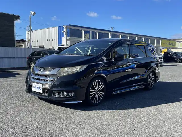 ホンダ オデッセイ アブソルート EX 山形県 2014(平26)年 10.5万km クリスタルブラックパール (株)IDOMが運営する【じしゃロン山形店】の自社ローン専用車両になります。/こちらは現金またはオートローンご利用時の価格です。/自社ローンご希望の方は別途その旨お申付け下さい。/純正SDナビ/（CD/DVD/BT/TV）/バックカメラ/両側パワースライドドア/フリップダウンモニター/クルーズコントロール/ETC/パドルシフト/アイドリングストップ/横滑り防止/社外レーダー/ドライブレコーダー/D席パワーシート/ブラインドスポット/革巻きステアリング/プッシュスタート/スマートキー/ウィンカーミラー/フォグランプ/ドアバイザー