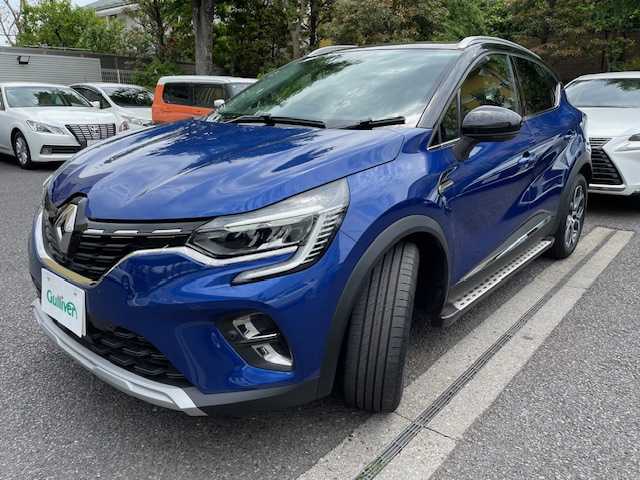 ルノー キャプチャー インテンス 東京都 2022(令4)年 1.9万km 青Ⅱ 外装：ブルーアイロンＭ/ノワールエトワールＭ/運転支援システム（安全装備）詳細は検査員記入欄参照/ワンオーナー/保証書・取説/Egプッシュスタート・スマートキー×2/マルチセンス（ドライブモード）/革巻きステア・パドルシフト・ステアヒーター・ステアリングスイッチ/アイドリングストップ/黒ハーフレザーシート・前席シートヒーター/マルチファンクションディスプレイ（純正オーディオ）/BT・AUX・USB×２・AppleCarPlay・AndroidAuto/360°カメラ・パーキングアシスト/クリアランスソナー/ビルトインETC（2.0）/外前後ドラレコ（ZDR-035KT-P）/純正18インチアルミ/フルLEDピュアビジョンヘッドライト・オートライト/サイドステップ/AUTO HOLD/シルバールーフレール/トノカバー/後席充電用USB×２/オートワイパー
