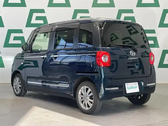 ダイハツ ムーヴ キャンバス セオリー G ターボ 鹿児島県 2022(令4)年 3.5万km レーザーブルークリスタルシャイン ・プッシュスタート/・ハンドルスイッチ/・純正SDナビ（AM/FM/CD/DVD/TV/SD）/・ブルートゥース/・クルーズコントロール/・両側パワースライドドア/・衝突軽減ブレーキ/・USB/・横滑り防止装置/・アイドリングストップ/・コーナーセンサー（前後）/・純正アルミホイール/・オートライト/・ブレーキホールド