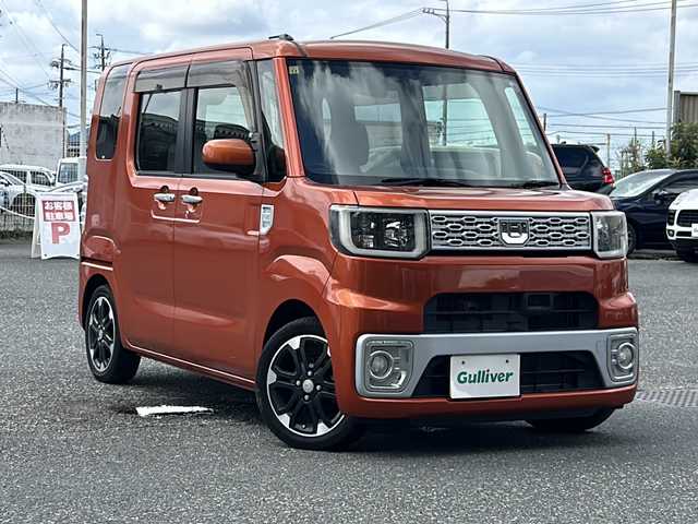 ダイハツ ウェイク G SA 愛知県 2014(平26)年 5.7万km トニコオレンジメタリック 登録時走行距離56592km/社外7インチSDナビ/(Bluetooth/フルセグTV/DVD)/バックカメラ/左サイドアンダーミラー/スマートアシスト/プリクラッシュセーフティー/先行車発進告知/誤発信抑制機能/両側パワスラ/プッシュスタート/スマートキー/(スペアキー×1)/純正フロアマット/後席サイドサンシェード/純正ラゲージマット/取説/保証書