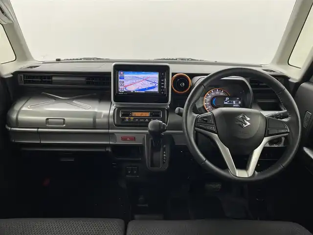 スズキ スペーシア ギア HYBRID XZ 熊本県 2019(平31)年 3.9万km オフブルーメタリック/ガンメタリック2トーンルーフ ワンオーナー/両側パワースライドドア/バックカメラ/パナソニック7インチSDナビCN-RE05WD（CD/DVD/BT/iPod）/ETC/ルーフレール/後ろのみコーナーセンサー/衝突被害軽減システム/レーンキープアシスト/横滑り防止装置/盗難防止装置/シートヒーター/純正フロアマット/社外１４インチAW/オートライト/LEDヘッドライト/スマートキー/プッシュスタート/スペアキー1本/保証書/取扱説明書