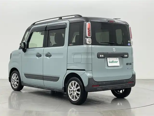 スズキ スペーシア ギア HYBRID XZ 熊本県 2019(平31)年 3.9万km オフブルーメタリック/ガンメタリック2トーンルーフ ワンオーナー/両側パワースライドドア/バックカメラ/パナソニック7インチSDナビCN-RE05WD（CD/DVD/BT/iPod）/ETC/ルーフレール/後ろのみコーナーセンサー/衝突被害軽減システム/レーンキープアシスト/横滑り防止装置/盗難防止装置/シートヒーター/純正フロアマット/社外１４インチAW/オートライト/LEDヘッドライト/スマートキー/プッシュスタート/スペアキー1本/保証書/取扱説明書