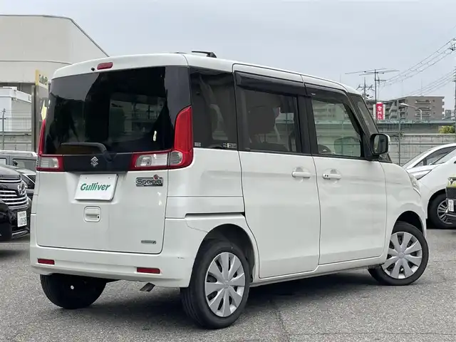 スズキ スペーシア T 兵庫県 2013(平25)年 4.5万km パールホワイト プッシュスタート/スマートキー2本/左側パワースライドドア/ドアバイザー/ウインカーミラー/ISOFIX対応/純正フロアマット/アイドリングストップ/取扱説明書