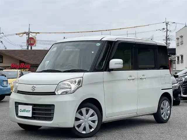 スズキ スペーシア T 兵庫県 2013(平25)年 4.5万km パールホワイト プッシュスタート/スマートキー2本/左側パワースライドドア/ドアバイザー/ウインカーミラー/ISOFIX対応/純正フロアマット/アイドリングストップ/取扱説明書