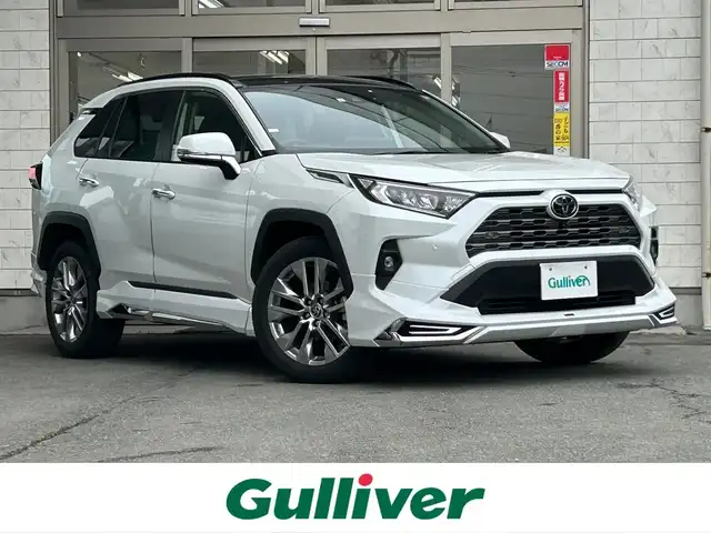 トヨタ ＲＡＶ４ G Zパッケージ 岩手県 2023(令5)年 3.2万km プラチナホワイトパールマイカ モデリスタエアロ　/サンルーフ　/純正ナビ(BT、Miracast）/フルセグTV　/パノラマビックビューモニター　/サイドカメラ/黒レザーシート　　/パワーバックドア　/オートライト　/オートハイビーム/ステアリングヒーター/ステアリングスイッチ　/レーダークルーズコントロール　/衝突安全装置/コーナーセンサー/デジタルインナーミラー/ヒルディセントコントロール/前席シートベンチレーション/スノーモード/横滑り防止装置/USB×3/フロアマット/スマートキー×2/保証書　取説