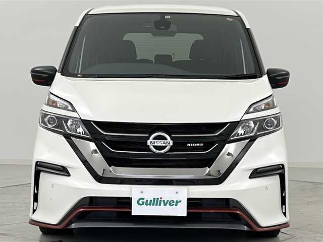 日産 セレナ ニスモ 宮城県 2018(平30)年 4.7万km ブリリアントホワイトパール 禁煙車/プロパイロット/エマージェンシーブレーキ/車線逸脱警報/コーナーセンサー/純正フリップダウン/純正9型ナビ/CD.DVD.SD.BT/フルセグTV/バックモニター/両側パワースライド/ビルトインETC/純正ドライブレコーダー/LEDヘッドライト/電動パーキングブレーキ/アイドリングストップ/横滑り防止機能/ステアリングスイッチ/プッシュスタート/スマートキー/社外１７インチAW/純正フロアマット/ロールサンシェード/シートバックテーブル