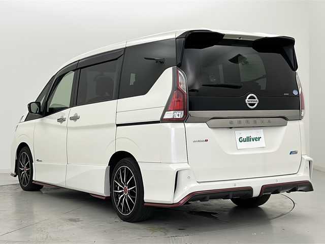 日産 セレナ ニスモ 宮城県 2018(平30)年 4.7万km ブリリアントホワイトパール 禁煙車/プロパイロット/エマージェンシーブレーキ/車線逸脱警報/コーナーセンサー/純正フリップダウン/純正9型ナビ/CD.DVD.SD.BT/フルセグTV/バックモニター/両側パワースライド/ビルトインETC/純正ドライブレコーダー/LEDヘッドライト/電動パーキングブレーキ/アイドリングストップ/横滑り防止機能/ステアリングスイッチ/プッシュスタート/スマートキー/社外１７インチAW/純正フロアマット/ロールサンシェード/シートバックテーブル