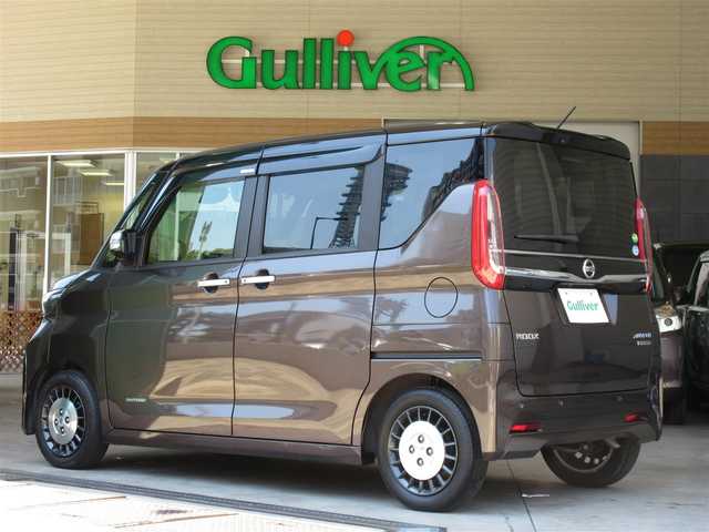 日産 ルークス オーテック 大阪府 2021(令3)年 2.9万km 茶Ⅱ メモリーナビ、フルセグＴＶ、ＣＤ、Ｂｌｕｅｔｏｏｔｈ/左ハンズフリーパワースライドドア/エマージェンシーブレーキ/アラウンドビューモニター/ハーフレザー調シート/前席シートヒーター/プッシュスタート/スマートキー/ＳＯＳコール/ロールサンシェード/シートバックテーブル/電動格納ウィンカーミラー/純正１４インチアルミホイール/プラズマクラスターリヤシーリングファン
