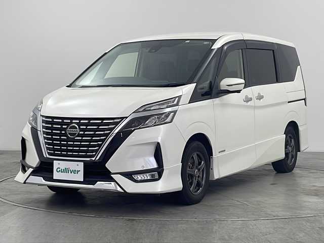 日産 セレナ ハイウェイスター V 群馬県 2020(令2)年 4万km ブリリアントホワイトパール 純正１０型ナビ　純正１１型後席モニター　全周囲カメラ　両側電動スライドドア　衝突被害軽減ブレーキ　クルーズコントロール　ＥＴＣ　ドラレコ　ＬＥＤライト　ＢＳＭ　オートライト　スマートキー　禁煙車