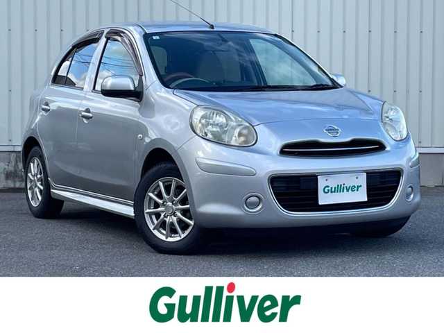 日産 マーチ 12G 山形県 2011(平23)年 9.6万km ブリリアントシルバー 純正オーディオ/　　【CD/AUX】/オートライト/14インチアルミホイール/電動格納ミラー/純正フロアマット/パワーステアリング/パワーウィンドウ/エンジンスタートボタン/スマートキー/ETC