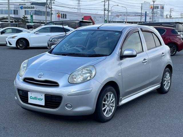日産 マーチ 12G 山形県 2011(平23)年 9.6万km ブリリアントシルバー 純正オーディオ/　　【CD/AUX】/オートライト/14インチアルミホイール/電動格納ミラー/純正フロアマット/パワーステアリング/パワーウィンドウ/エンジンスタートボタン/スマートキー/ETC