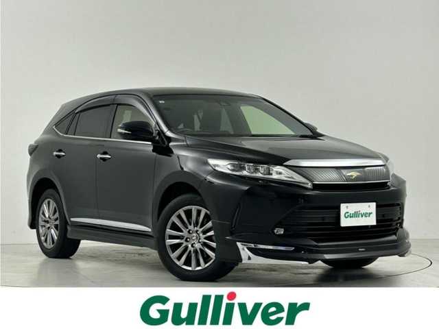 トヨタ ハリアー プレミアム 大阪府 2019(令1)年 5.9万km ブラック トヨタセーフティセンス/　・プリクラッシュセーフティ　PCS/　・レーントレーシングアシスト　LTA/　・レーンディパーチャーアラート　LDA/　・レーダークルーズコントロール　ACC/　・ロードサインアシスト　RSA/　・フロントクロストラフィックアラート　FCTA/　・リアクロストラフィックアラート　RCTA/　・プロアクティブドライビングアシスト　PDA/　・発信遅れ告知機能　TMN/純正９インチナビ/　Bluetooth/フルセグ/USB/HDMI/フルモデリスタエアロ/バックカメラ/電動リアゲート/LEDオートライト/フォグランプ/オートマチックハイビーム/ハーフレザーシート/D席パワーシート/ビルトインETC/前後コーナーセンサー/電動パーキングブレーキ/ブレーキホールド/自動防眩ミラー/スマートキー/禁煙車