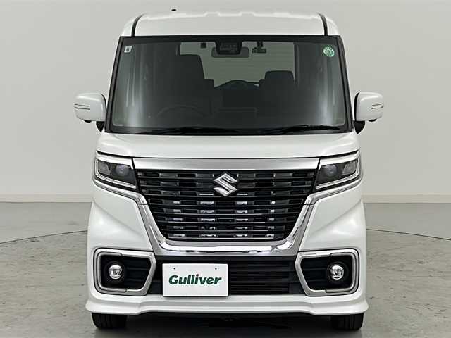 スズキ スペーシア カスタム HYBRID XS 宮城県 2019(令1)年 4.8万km ピュアホワイトP 禁煙車/スズキセーフティサポート/・車線逸脱抑制制御機能/・車線逸脱警報機能/・パーキングソナー/・横滑り防止装置/・ハイビームアシスト/・HUD/社外8型ナビ/・CD.DVD.SD.BT.USB/フルセグTV/全周囲カメラ/両側パワースライドドア/ハーフレザーシート/運転席シートヒーター/LEDヘッドライト/フォグランプ/アイドリングストップ/ドライブレコーダー（FR）/ビルトインETC/ステアリングスイッチ/純正15inAW/純正フロアマット/ロールサンシェード/シートバックテーブル