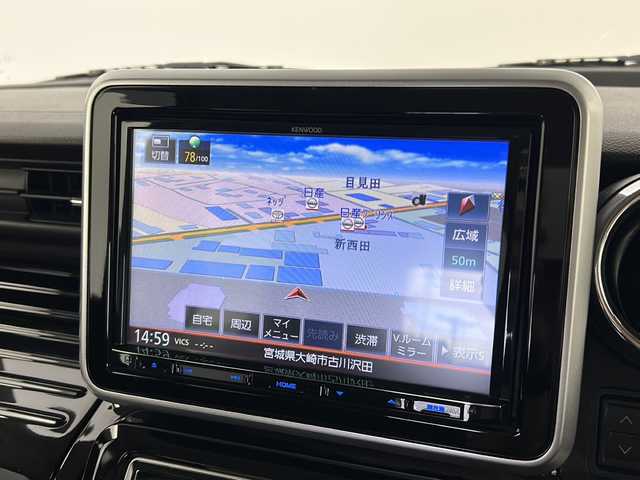 スズキ スペーシア カスタム HYBRID XS 宮城県 2019(令1)年 4.8万km ピュアホワイトP 禁煙車/スズキセーフティサポート/・車線逸脱抑制制御機能/・車線逸脱警報機能/・パーキングソナー/・横滑り防止装置/・ハイビームアシスト/・HUD/社外8型ナビ/・CD.DVD.SD.BT.USB/フルセグTV/全周囲カメラ/両側パワースライドドア/ハーフレザーシート/運転席シートヒーター/LEDヘッドライト/フォグランプ/アイドリングストップ/ドライブレコーダー（FR）/ビルトインETC/ステアリングスイッチ/純正15inAW/純正フロアマット/ロールサンシェード/シートバックテーブル