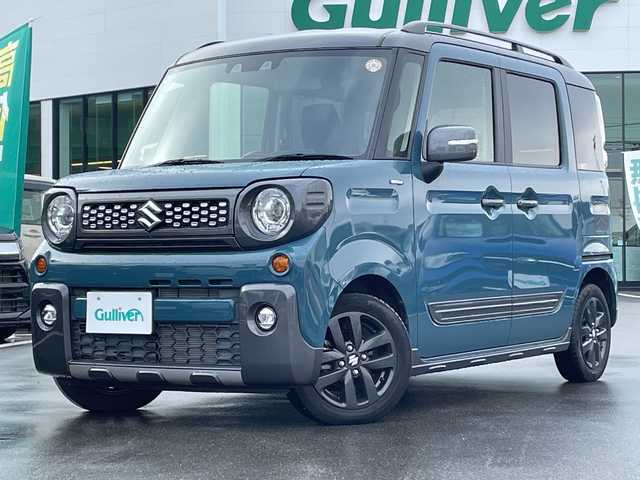 スズキ スペーシア ギア HYBRID XZターボ 長野県 2022(令4)年 1.5万km デニムブルー ガンメタリック 2トーン 禁煙車/4WD/ターボ/純正ナビ//CD/DVD/Bluetooth/フルセグTV/USB入力端子/両側パワースライドドア/前席シートヒーター/純正ビルトインETC/ルーフレール/純正AW14インチ/純正フロアマット/アイドリングストップ/レーダークルーズコントロール/衝突被害軽減システム/横滑り防止装置/レーンキープアシスト/フォグランプ/LEDヘッドライト/オートマチックハイビーム/コーナーセンサー後ろのみ/プッシュスタート/スマートキー/スペアキー