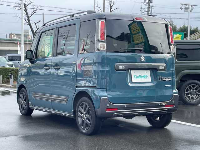 スズキ スペーシア ギア HYBRID XZターボ 長野県 2022(令4)年 1.5万km デニムブルー ガンメタリック 2トーン 禁煙車/4WD/ターボ/純正ナビ//CD/DVD/Bluetooth/フルセグTV/USB入力端子/両側パワースライドドア/前席シートヒーター/純正ビルトインETC/ルーフレール/純正AW14インチ/純正フロアマット/アイドリングストップ/レーダークルーズコントロール/衝突被害軽減システム/横滑り防止装置/レーンキープアシスト/フォグランプ/LEDヘッドライト/オートマチックハイビーム/コーナーセンサー後ろのみ/プッシュスタート/スマートキー/スペアキー