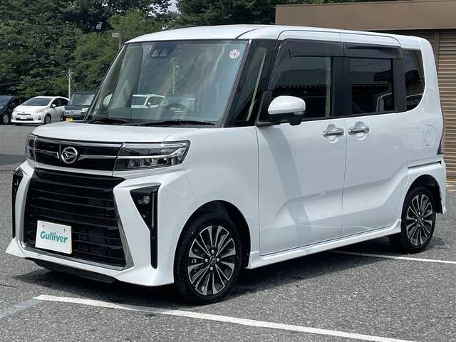 ダイハツ タント カスタム RS 千葉県 2023(令5)年 0.2万km シャイニングホワイトパール 福祉車両/助手席ウェルカムターンシート/トランククレーン式車いす収納装置/純正ナビ（Bluetooth、CD/DVD、フルセグTV）/HDMI/USB/衝突被害軽減ブレーキ/クリアランスソナー/電子パーキングブレーキ/シートヒーター/ハーフレザーシート/フォグランプ/LEDヘッドライト/オートライト/ドライブレコーダー/ETC/ドアバイザー/