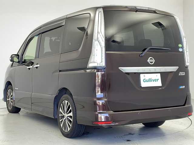 日産 セレナ HWS S HV Vセレ +SeftyⅡ 茨城県 2016(平28)年 7.7万km インペリアルアンバーP 純正ナビ/衝突軽減ブレーキ/両側電動スライドドア/全方位カメラ　/後席モニター/クルーズコントロール/ETC/ドライブレコーダー/純正フロアマット/純正アルミホイール/LEDヘッドライト/フォグランプ/オートライト/スマートキー