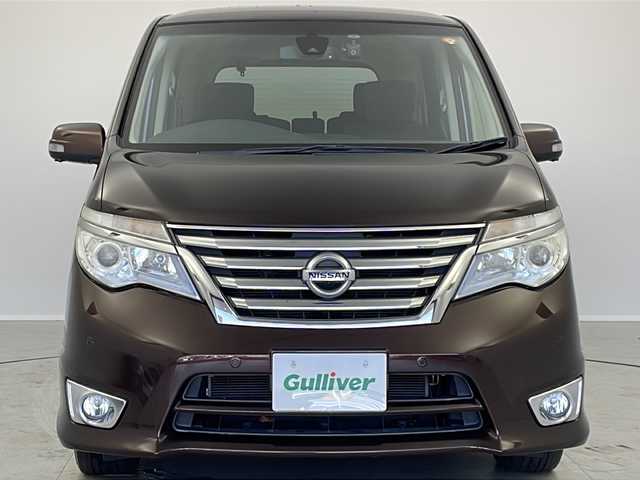 日産 セレナ HWS S HV Vセレ +SeftyⅡ 茨城県 2016(平28)年 7.7万km インペリアルアンバーP 純正ナビ/衝突軽減ブレーキ/両側電動スライドドア/全方位カメラ　/後席モニター/クルーズコントロール/ETC/ドライブレコーダー/純正フロアマット/純正アルミホイール/LEDヘッドライト/フォグランプ/オートライト/スマートキー