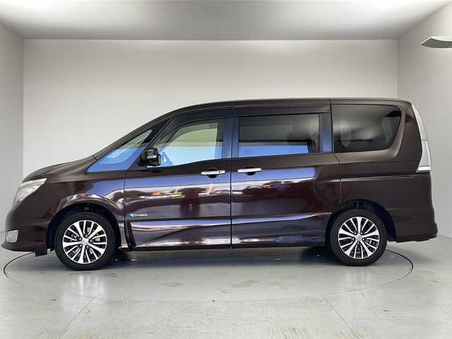 日産 セレナ HWS S HV Vセレ +SeftyⅡ 茨城県 2016(平28)年 7.7万km インペリアルアンバーP 純正ナビ/衝突軽減ブレーキ/両側電動スライドドア/全方位カメラ　/後席モニター/クルーズコントロール/ETC/ドライブレコーダー/純正フロアマット/純正アルミホイール/LEDヘッドライト/フォグランプ/オートライト/スマートキー