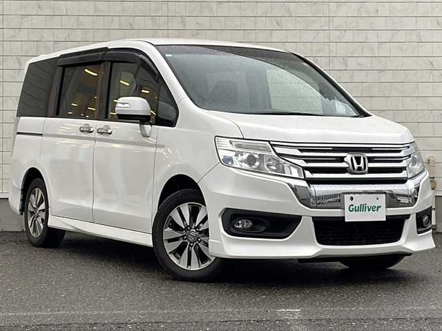 ホンダ ステップワゴン スパーダ Z 福島県 2015(平27)年 8.2万km ホワイトオーキッドパール ワンオーナー 4WD 純正ナビ フルセグTV　Bluetooth バックカメラ フリップダウンモニター 両側パワースライドドア パドルシフト オートクルーズ　ETC　HIDヘッドライト フォグランプ