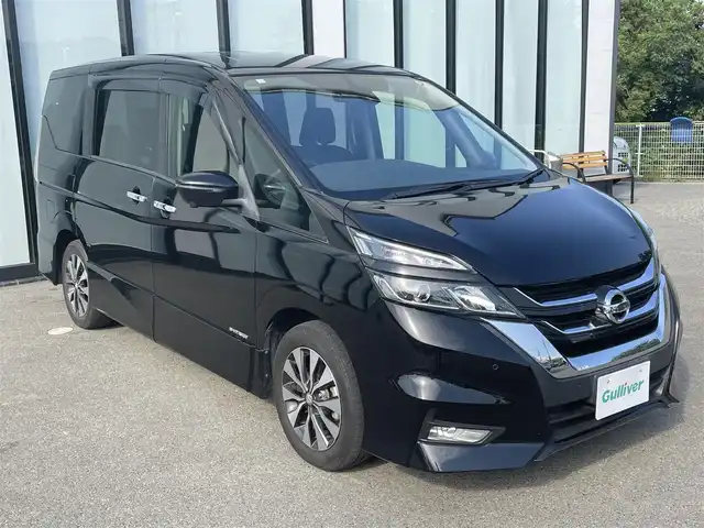 日産 セレナ ハイウェイスター 大阪府 2019(平31)年 3.9万km ダイヤモンドブラック 純正ナビ/・Bluetooth/・フルセグTV/・CD/DVD/アラウンドビューモニター/純正フリップダウンモニター/ETC/前方ドライブレコーダー/革巻きステアリング/ステアリングスイッチ/両側パワースライドドア/電動格納ミラー/シートリフター/LEDヘッドライト/フォグライト/スマートキー/プッシュスタート/エマージェンシーブレーキ/速度、道路標識表示/駐車支援/ふらつき警報