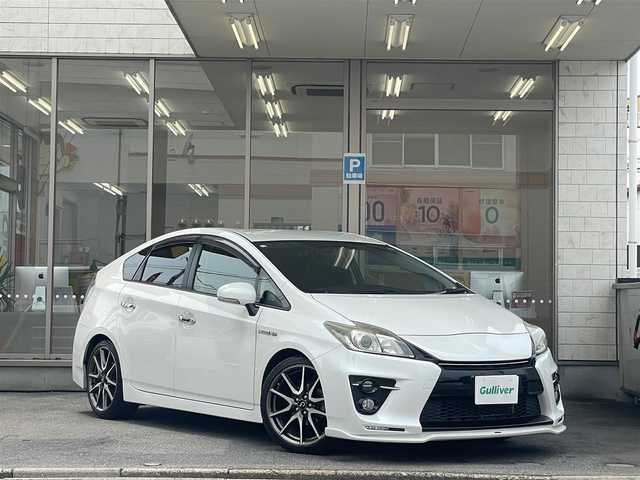 トヨタ プリウス S ツーリングセレ G’s 愛知県 2014(平26)年 6.2万km ホワイトパールクリスタルシャイン /当店買取/禁煙///純正ナビNSZT-W62G//バックカメラ//CD/DVD/SD/フルセグTV/Bluetooth//LEDBEAM/HID/Aライト//専用18アルミ/専用革巻きステア/専用エアロ//社外Fリップスポイラー//SRSカーテンエアバック//社外シートカバー//保証書/取説/ナビ取説