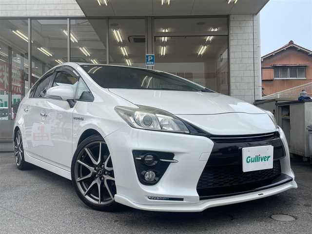 トヨタ プリウス S ツーリングセレ G’s 愛知県 2014(平26)年 6.2万km ホワイトパールクリスタルシャイン /当店買取/禁煙///純正ナビNSZT-W62G//バックカメラ//CD/DVD/SD/フルセグTV/Bluetooth//LEDBEAM/HID/Aライト//専用18アルミ/専用革巻きステア/専用エアロ//社外Fリップスポイラー//SRSカーテンエアバック//社外シートカバー//保証書/取説/ナビ取説