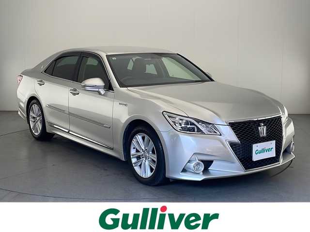 トヨタ クラウン ハイブリッド アスリートS 宮崎県 2013(平25)年 14.1万km プレシャスシルバー 禁煙車/社外8型SDナビ(AVIC-RL99)/フルセグTV/CD/DVD/Bluetooth/クルーズコントロール/スマートキー　スペア1本/ステアリングスイッチ/D/Nパワーシート/D/Nシートヒーター/プッシュスタート/電動格納ミラー/純正フロアマット/純正17インチアルミホイル/純正LEDオートライト/純正LEDフォグ/オートエアコン/バックカメラ/ETC