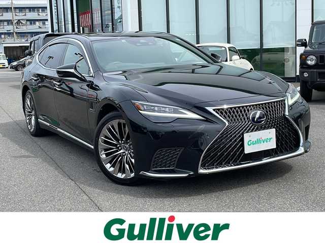 レクサス ＬＳ 500h バージョンL AdvancedDrive 岐阜県 2022(令4)年 5.1万km グラファイトブラックガラスフレーク 純正ディスプレイオーディオ　/全方位カメラ　/ドライブレコーダー　/レーダークルーズコントロール　/ビルトインＥＴＣ２．０　/サンルーフ　/衝突軽減システム　/パーキングアシスト　/盗難防止装置　/レーンキープアシスト/横滑り防止装置/前後コーナーセンサー/全席パワーシート/全席シートヒーター/全席エアシート/ステアリングヒーター/リア電動サンシェード/マークレビンソンオーディオシステム/LEDヘッドライト/オートハイビーム/オートライト/プッシュスタート/スマートキー