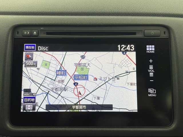 ホンダ ヴェゼル ハイブリッド X 栃木県 2014(平26)年 7.6万km ミスティックグリーンパール メーカー純正ナビ/（CD/DVD/AM・FM/SD/フルセグ/BT)/ホンダセンシング/・衝突軽減/・誤発進制御/・クルーズコントロール/・先行車発進お知らせ/横滑り防止/前席シートヒーター/ETC/パドルシフト/ステアリングスイッチ/バックカメラ/純正フロアマット/純正アルミホイール/プッシュスタート/スマートキー