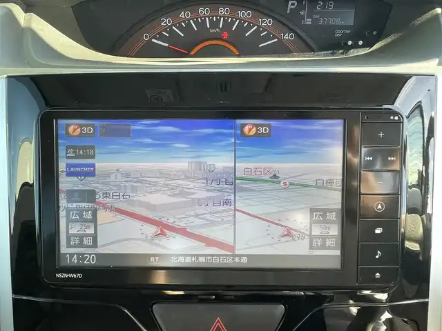 ダイハツ タント X SA Ⅲ 道央・札幌 2017(平29)年 3.8万km プラムブラウンクリスタルマイカ ・４WD/・衝突軽減ブレーキ/・純正ナビ/　CD＆DVD＆BT＆TV/・バックカメラ/・片側パワースライドドア/・アイドリングストップ/・コーナーセンサー/・オートエアコン/・オートライト/・プッシュスタート/・スマートキー/・純正エンジンスターター/・D席シートヒーター/・オートリトラミラー/・オートハイビーム/・鉄ホイール＆冬タイヤ積込/・純正フロアマット/・ドアバイザー/・スペアキー