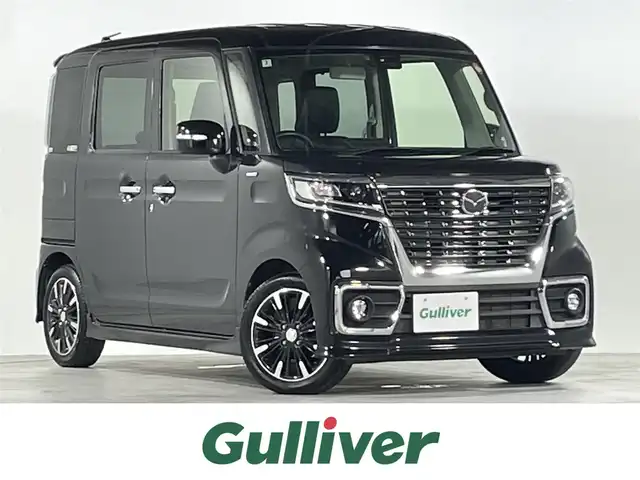マツダ フレアワゴン カスタムスタイル ハイブリッド XS 広島県 2018(平30)年 4.5万km ブルーイッシュブラックパール3 禁煙/レーダーブレーキサポート/純正ナビ/CD/ワンセグTV/両側パワースライドドア /ハーフレザー調シート/シートヒーター /LEDオートライト/ビルトインETC/レーンキープ/コーナーセンサー /純正アルミホイール/スマートキー/スペアキー /プッシュスタート /純正フロアマット