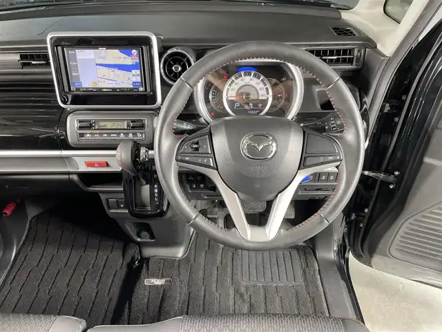 マツダ フレアワゴン カスタムスタイル ハイブリッド XS 広島県 2018(平30)年 4.5万km ブルーイッシュブラックパール3 禁煙/レーダーブレーキサポート/純正ナビ/CD/ワンセグTV/両側パワースライドドア /ハーフレザー調シート/シートヒーター /LEDオートライト/ビルトインETC/レーンキープ/コーナーセンサー /純正アルミホイール/スマートキー/スペアキー /プッシュスタート /純正フロアマット