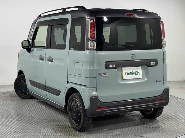 マツダ フレアワゴンタフスタイル ハイブリッドXT 広島県 2021(令3)年 4.8万km ライトブルー 純正８型ナビ/全周囲カメラ/両側パワースライドドア/シートヒーター/レーダークルーズコントロール/ドラレコ(前後)/ＥＴＣ/ヘッドアップディスプレイ/コーナーセンサー/オートハイビーム/衝突軽減/LEDヘッドライト/エアバッグ(運転席/助手席/カーテン)