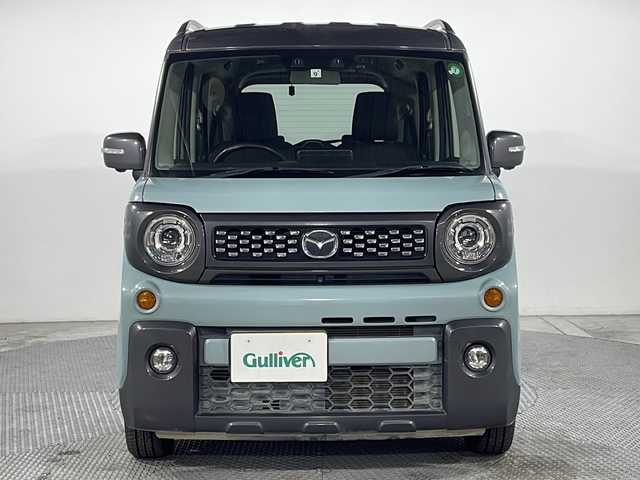 マツダ フレアワゴンタフスタイル ハイブリッドXT 広島県 2021(令3)年 4.8万km ライトブルー 純正８型ナビ/全周囲カメラ/両側パワースライドドア/シートヒーター/レーダークルーズコントロール/ドラレコ(前後)/ＥＴＣ/ヘッドアップディスプレイ/コーナーセンサー/オートハイビーム/衝突軽減/LEDヘッドライト/エアバッグ(運転席/助手席/カーテン)