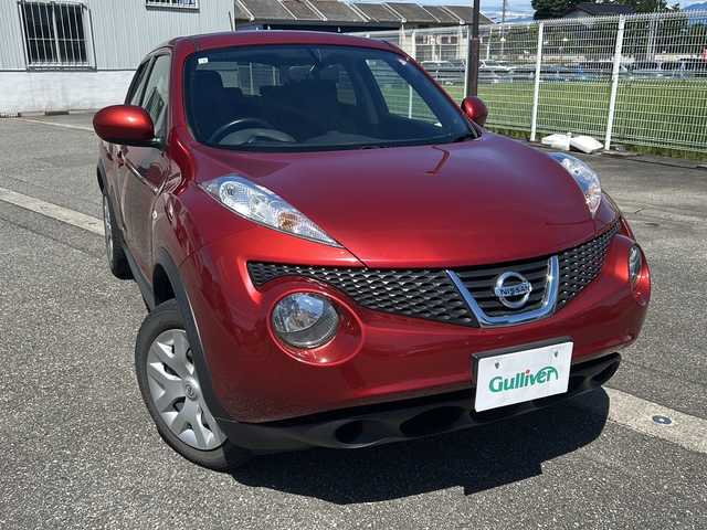 日産 ジューク 15RX 富山県 2010(平22)年 10万km ラディアントレッド ワンオーナー/スマートキー/純正メモリーナビ(HS310DW)/DVD/BT/フルセグTV/プッシュスタート/電動格納ミラー/ETC/純正フロアマット/保証書/スペアキー